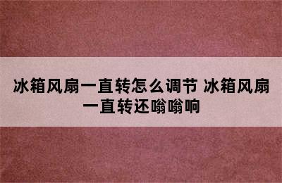 冰箱风扇一直转怎么调节 冰箱风扇一直转还嗡嗡响